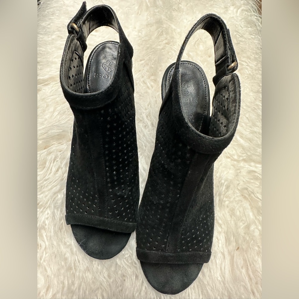 Isola Black Suede Sling-back Chunky Heels